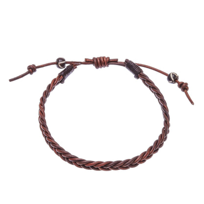 Leather & Cow Bone Braided Men's Bracelet