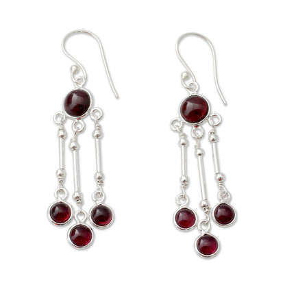 Dreamer Garnet & Silver Chandelier Earrings