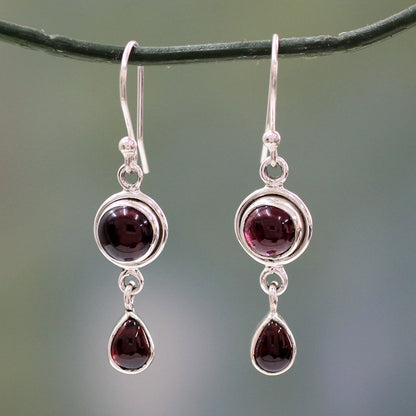 Garnet Glow Sterling Silver Drop Earrings