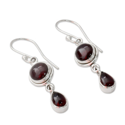 Garnet Glow Sterling Silver Drop Earrings