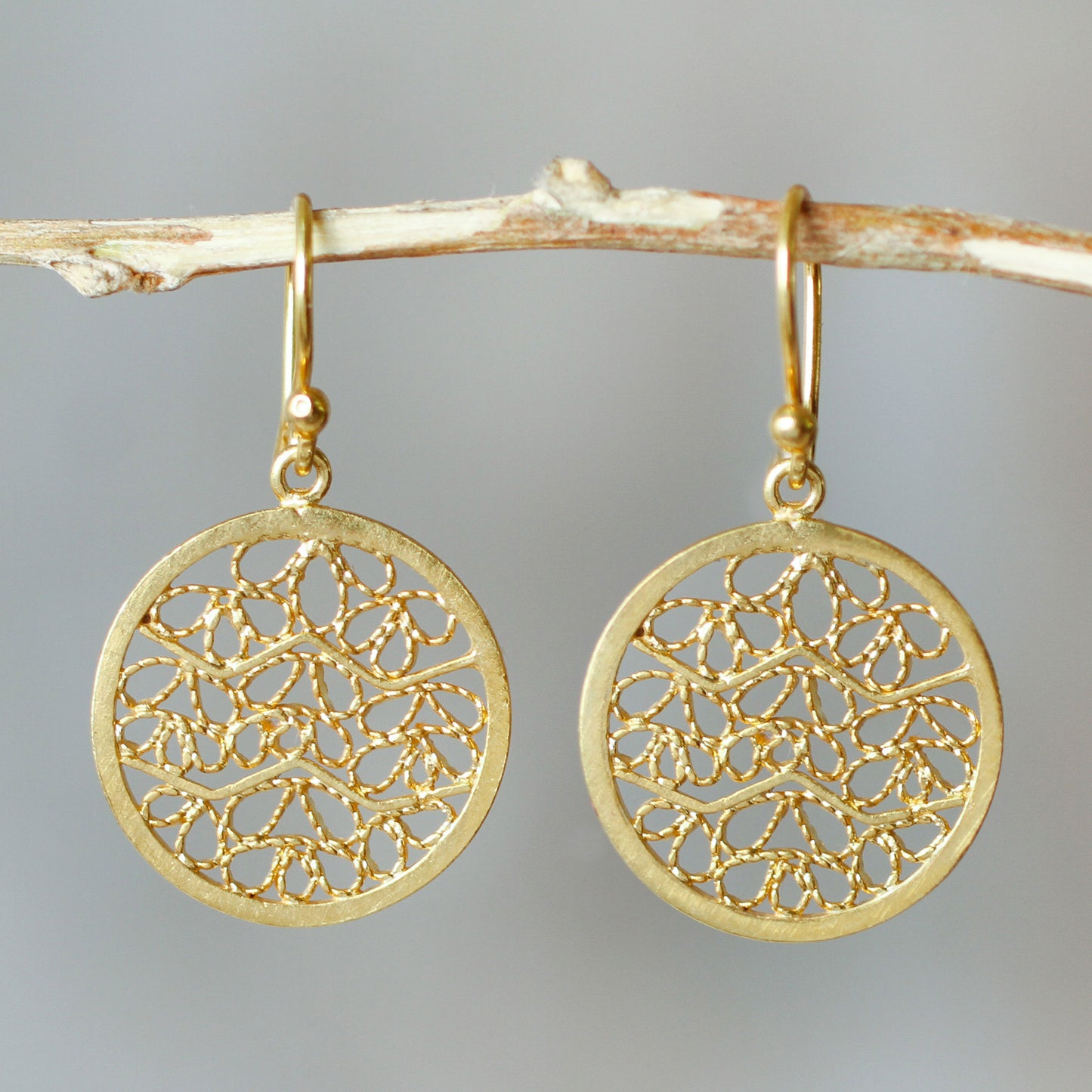 Natural Energy Gold-Plated Silver Dangle Earrings