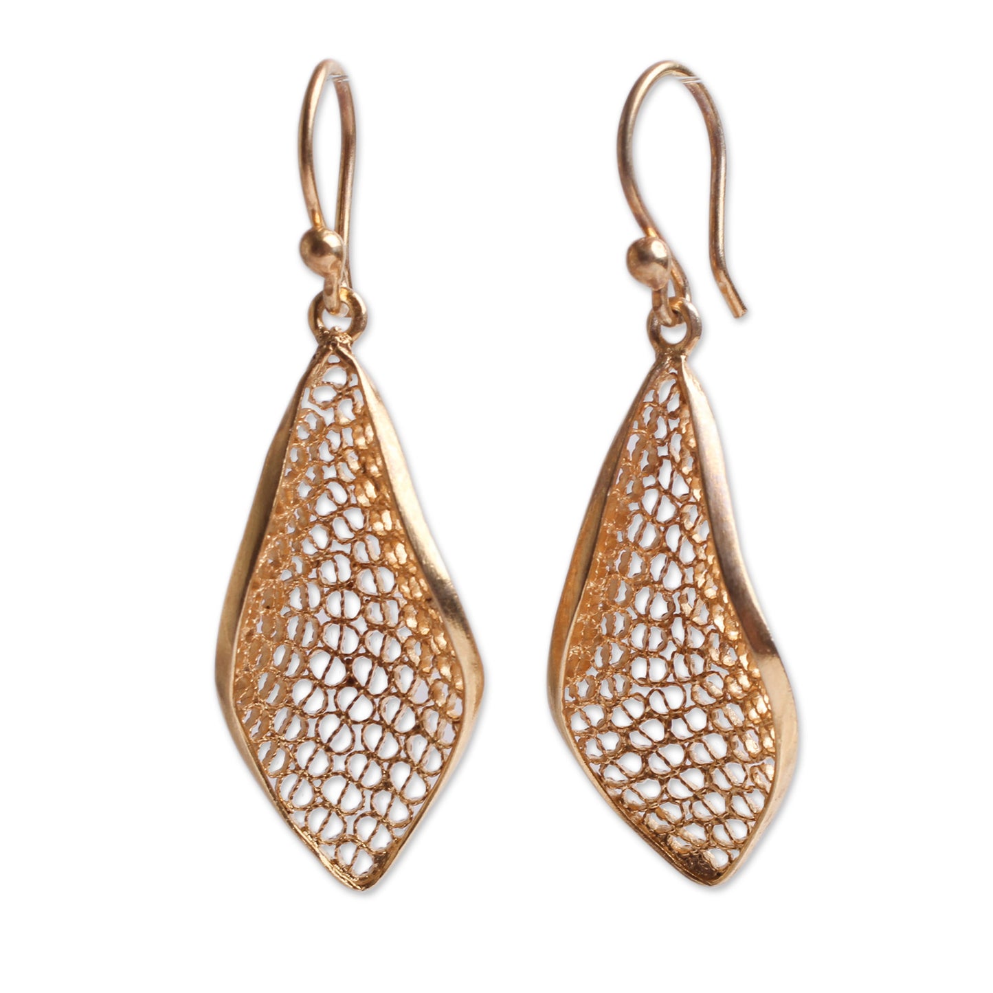 Emerging Gold-Plated Silver Filigree Dangle Earrings