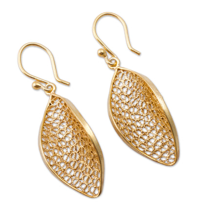 Emerging Gold-Plated Silver Filigree Dangle Earrings