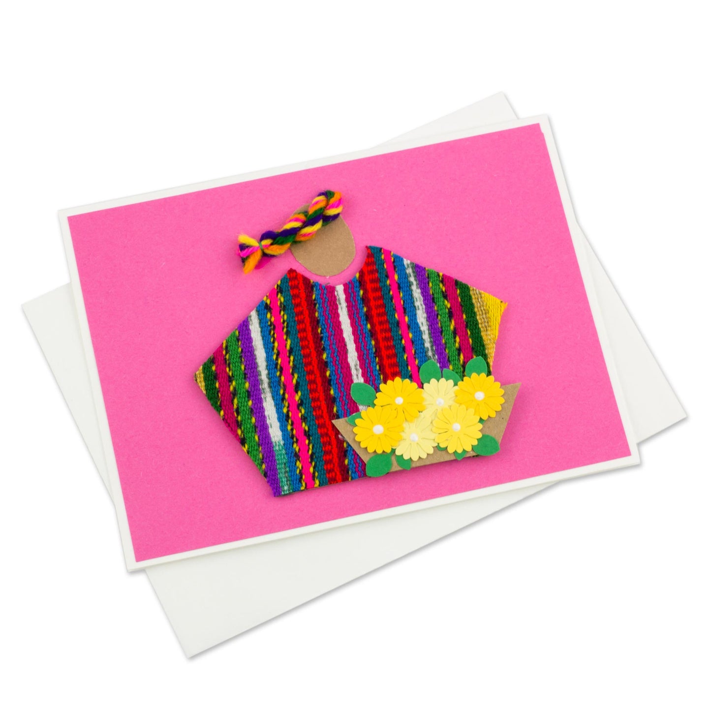 Pink Maya Flowers 4 All Occasion Pink Greeting Cards with Maya Weaving Insets