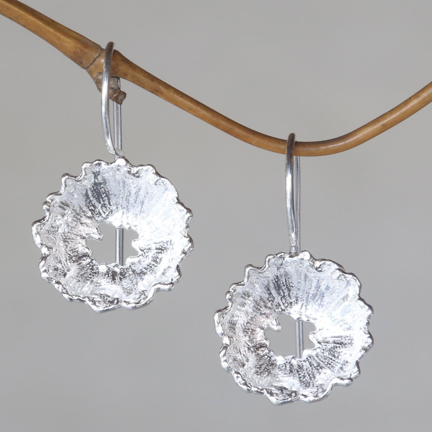 Crown Anemone Silver Drop Earrings