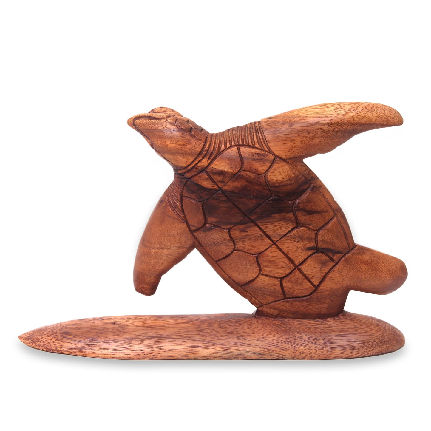 Surfer Turtle Hand Carved Wood Sculpture Turtle on Surf Board from Bali