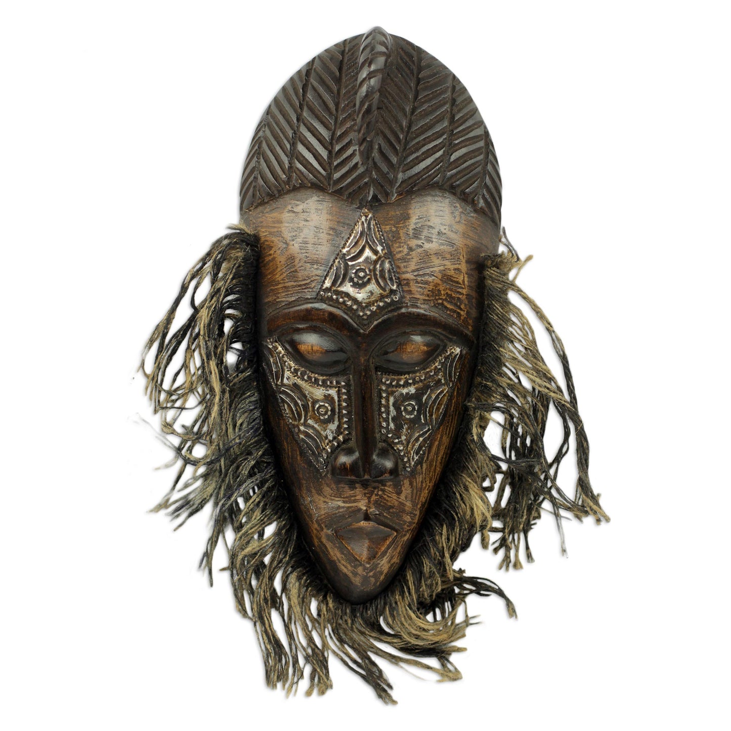 Frafra Dancer Original African Tribal Dance Mask Crafted in Wood and Metal