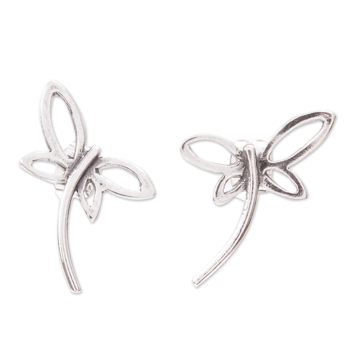 Modern Dragonfly Modern Style Handcrafted Silver Dragonfly Earrings