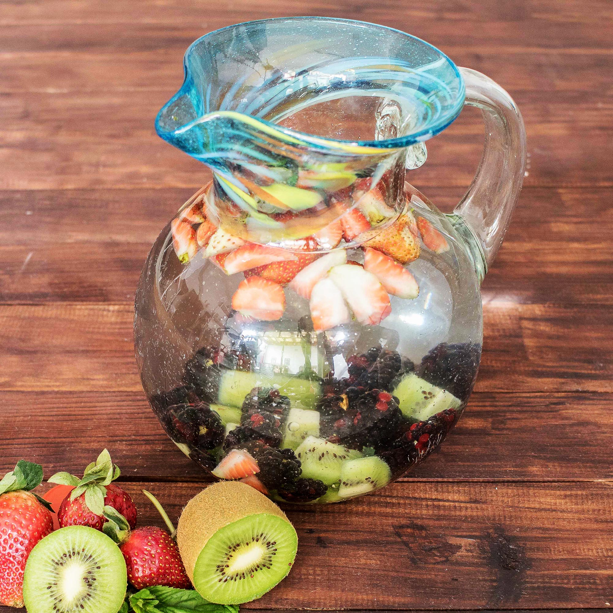 Aurora Fair Trade Artisan Crafted Hand Blown Glass Pitcher 94 oz ...