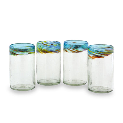 Aurora Handblown Recycled Glass Tumblers (16 Oz, Set of 4)