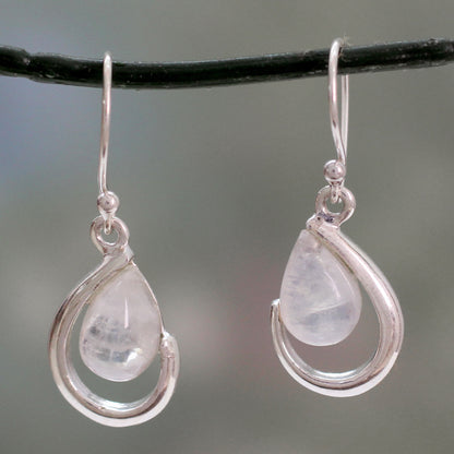 Sublime Symmetry India Handcrafted Rainbow Moonstone Earrings