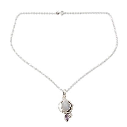 Yours Forever Moonstone Amethyst Silver Necklace