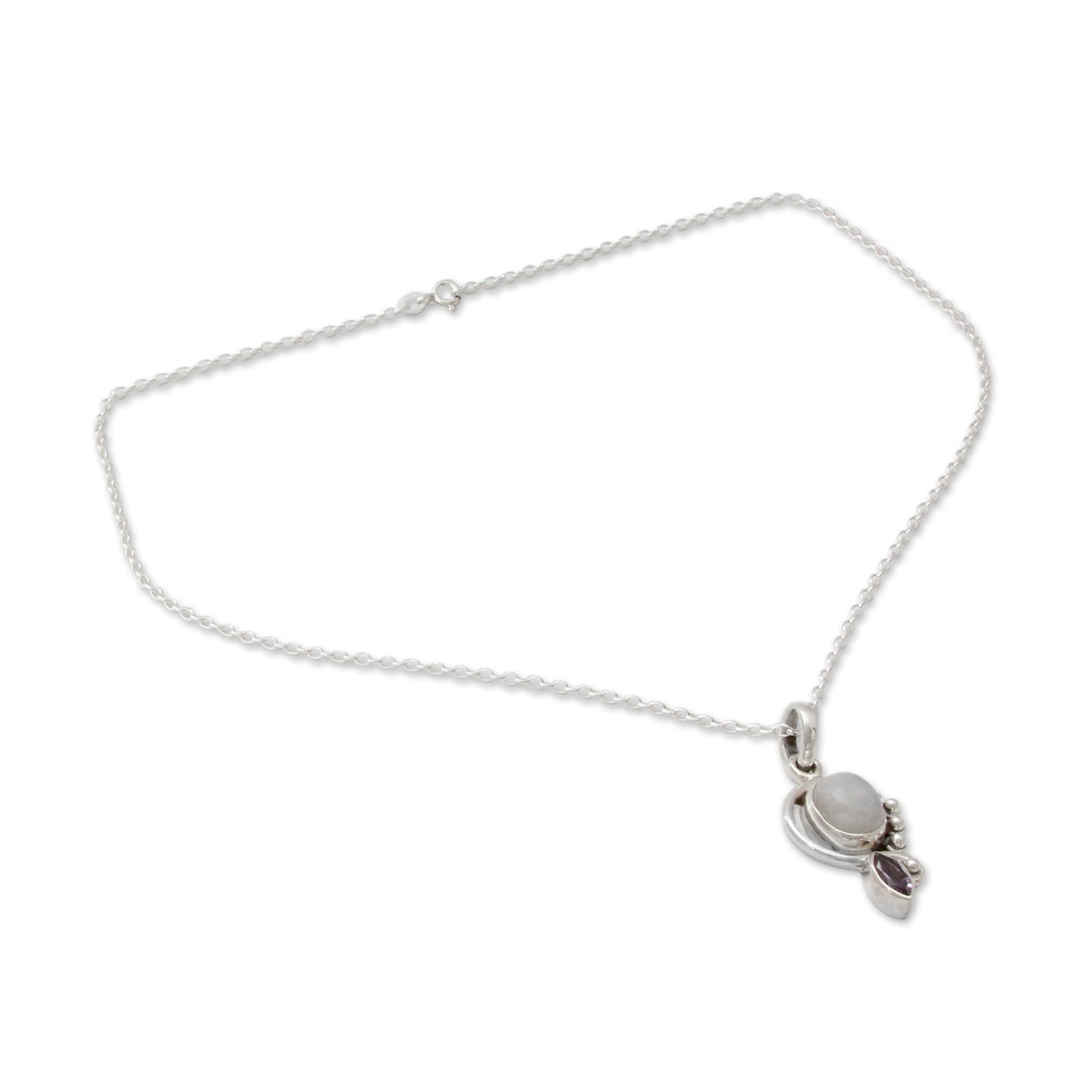 Yours Forever Moonstone Amethyst Silver Necklace