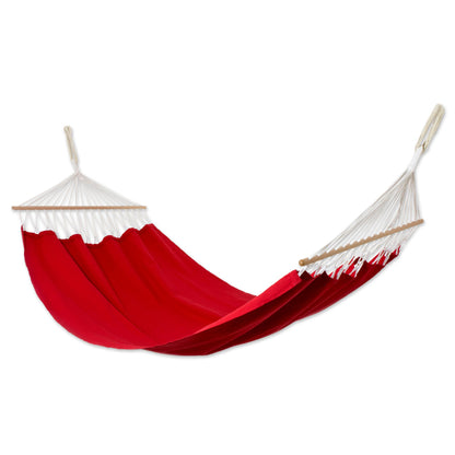 Ceara Red Red Cotton Hammock with Spreader Bars (Single)