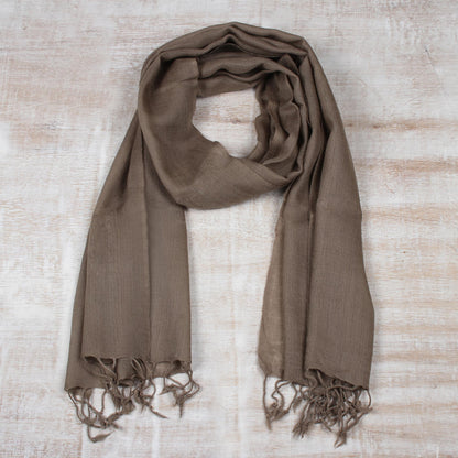 Kashmiri Taupe Men's Lightweight Taupe Wool Scarf