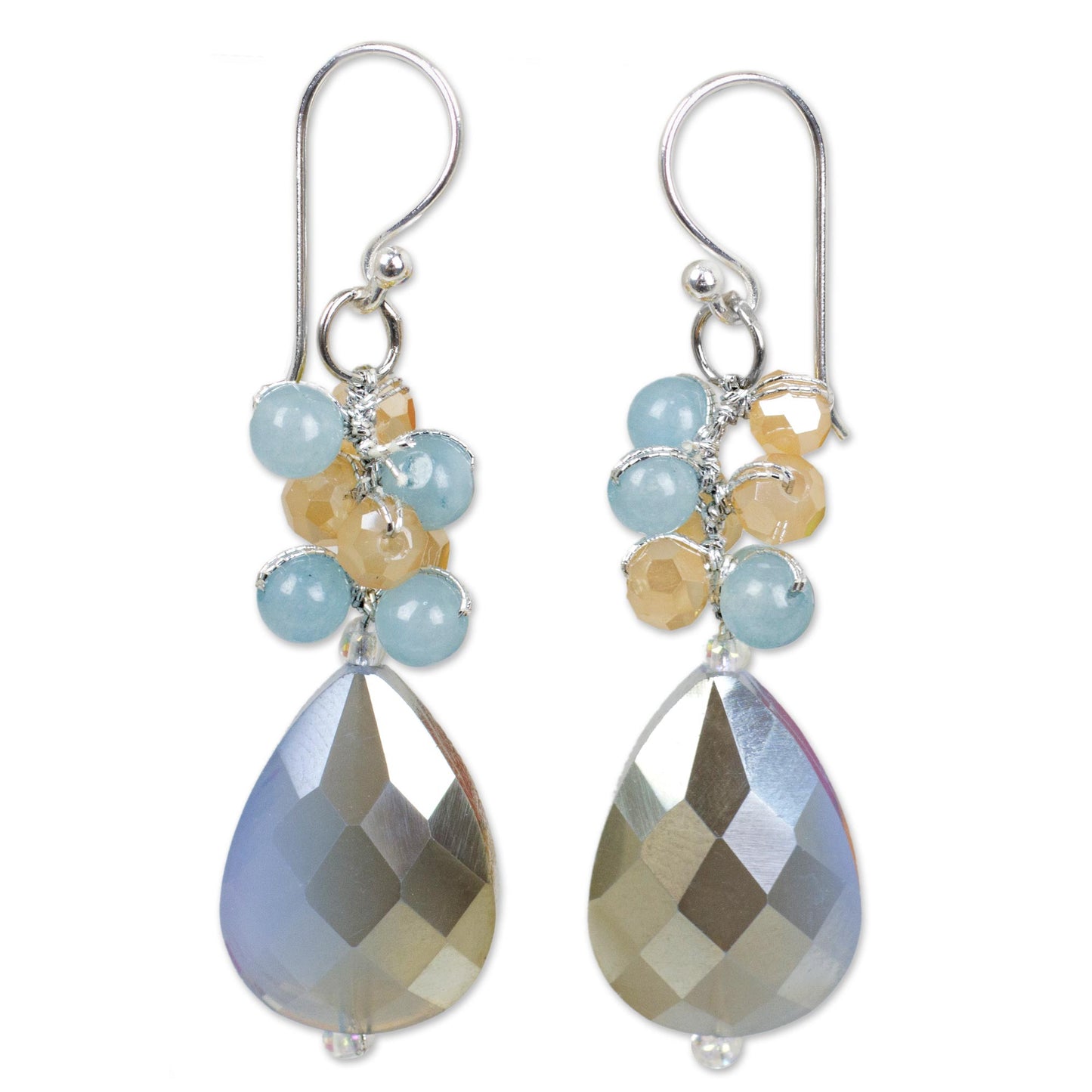 Winter Thaw Beaded Silver Plated Earrings