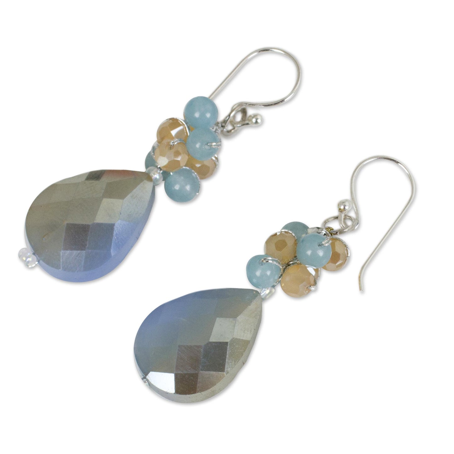 Winter Thaw Beaded Silver Plated Earrings