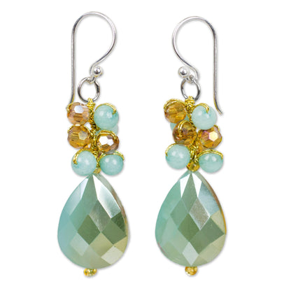 Aqua Dream Beaded Silver Plated Earrings