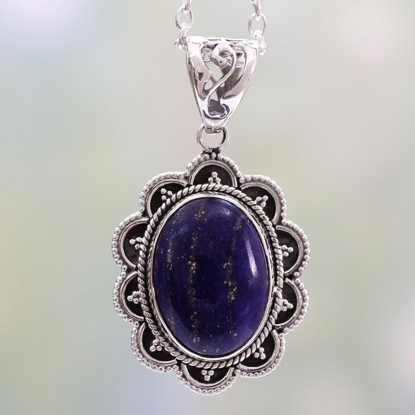 Royal Audience Artisan Crafted Lapis Lazuli and Silver Pendant Necklace