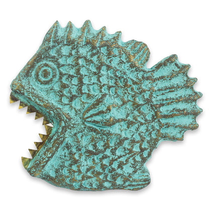 Hungry Piranha Fish Wall Adornment Handmade Recycled Paper Sculpture