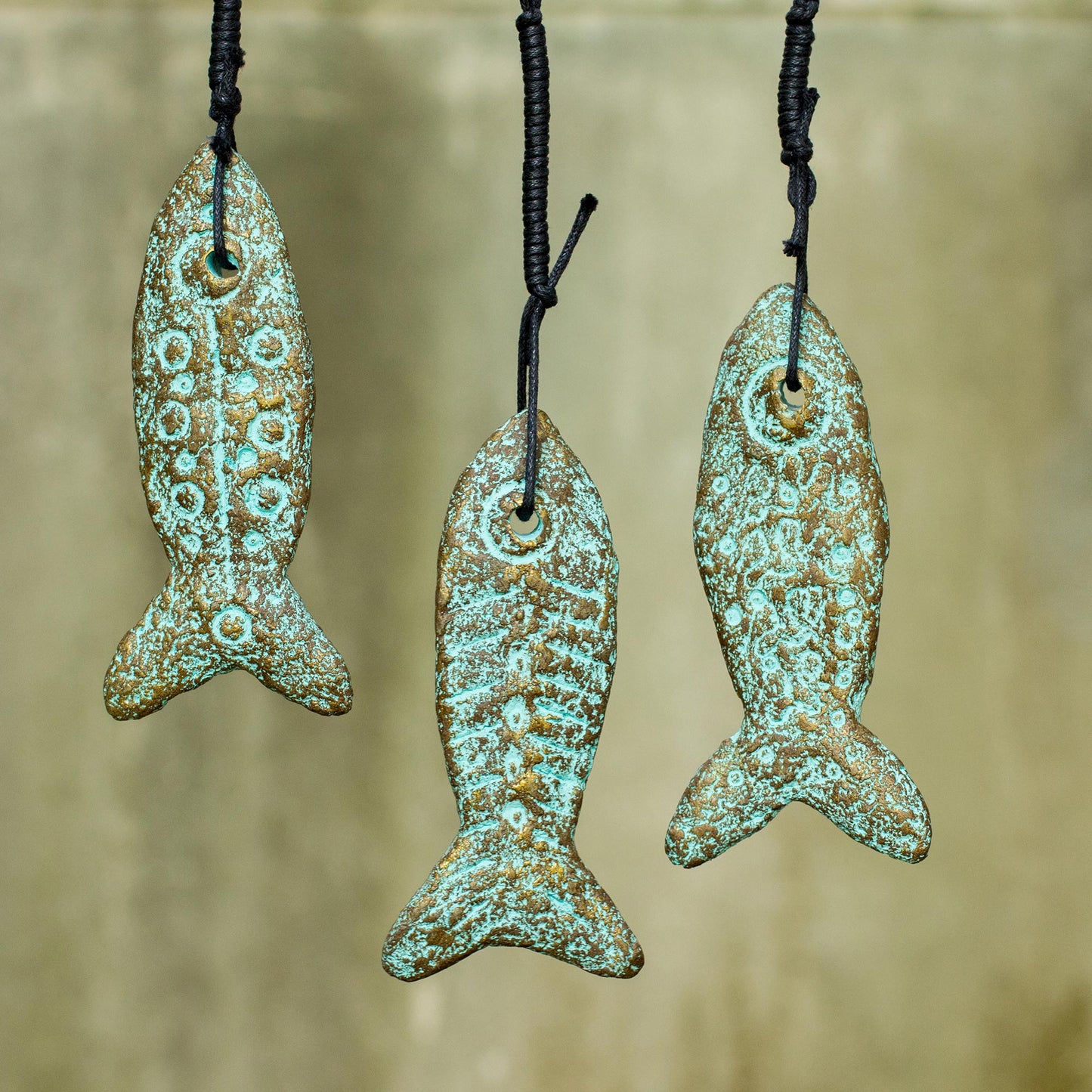 Happiness Fish Handmade Recycled Paper Fish Buddhism Ornaments (Set of 3)