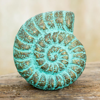 Fossilized Nautilus Seashell Wall Art Sculpture Handmade with Recycled Paper