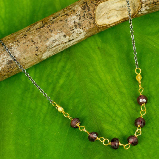 Dreams Come True Vermeil Garnet and Silver Necklace Handcrafted in Thailand