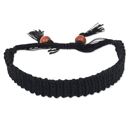 Braided Black Wood Bracelet