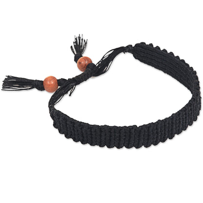 Braided Black Wood Bracelet