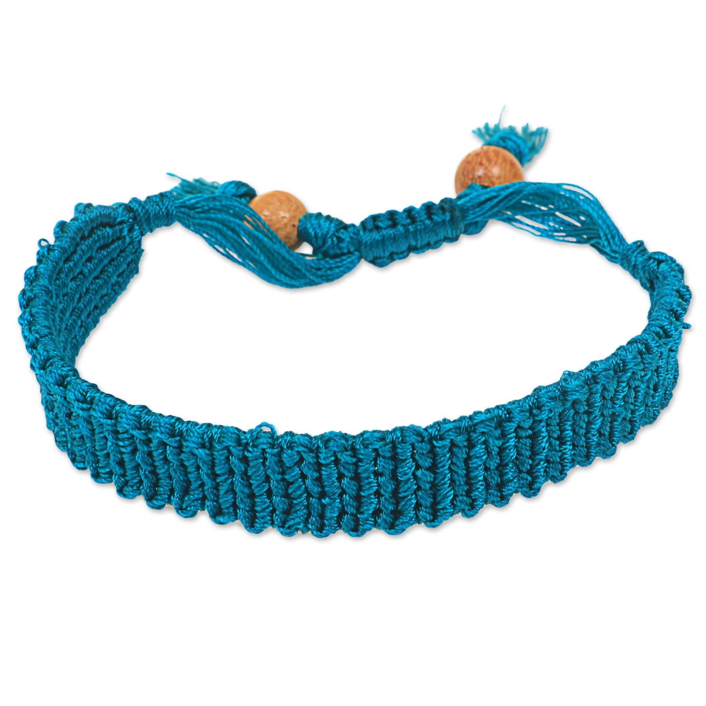 Rich Turquoise Wood Wristband Bracelet