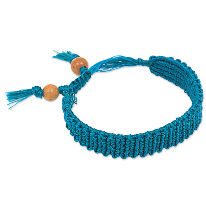 Rich Turquoise Wood Wristband Bracelet