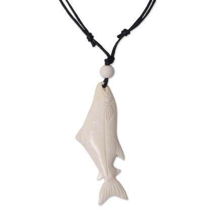 White Tuna Bone Pendant Necklace