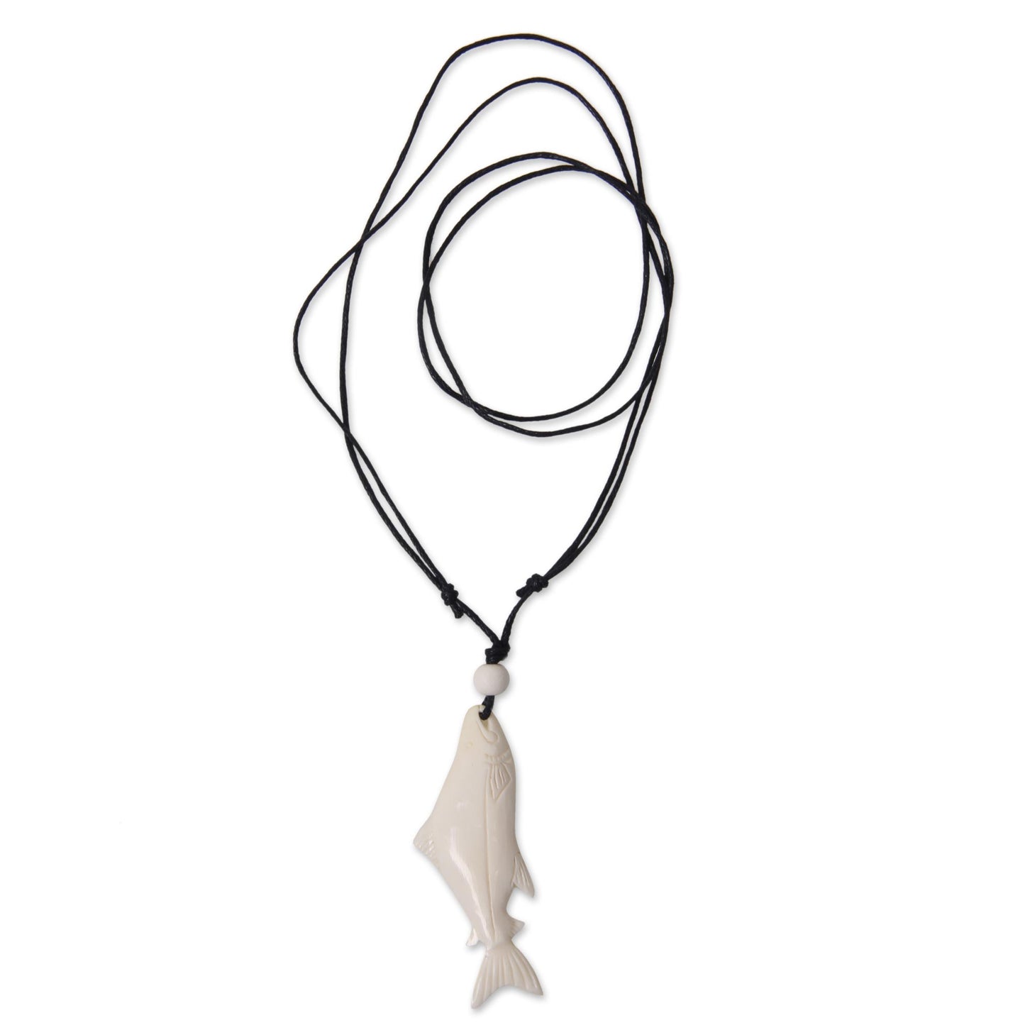 White Tuna Bone Pendant Necklace