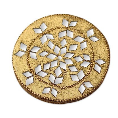 Golden Charm Wooden Pocket Mirror