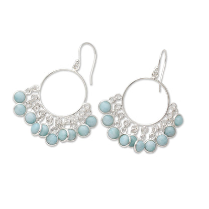 Playful Petals Handmade Larimar and Sterling Silver Chandelier Earrings