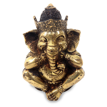 Ganesha Speaks No Evil Antiqued Bronze Statuette of Hinduism Lord Ganesha