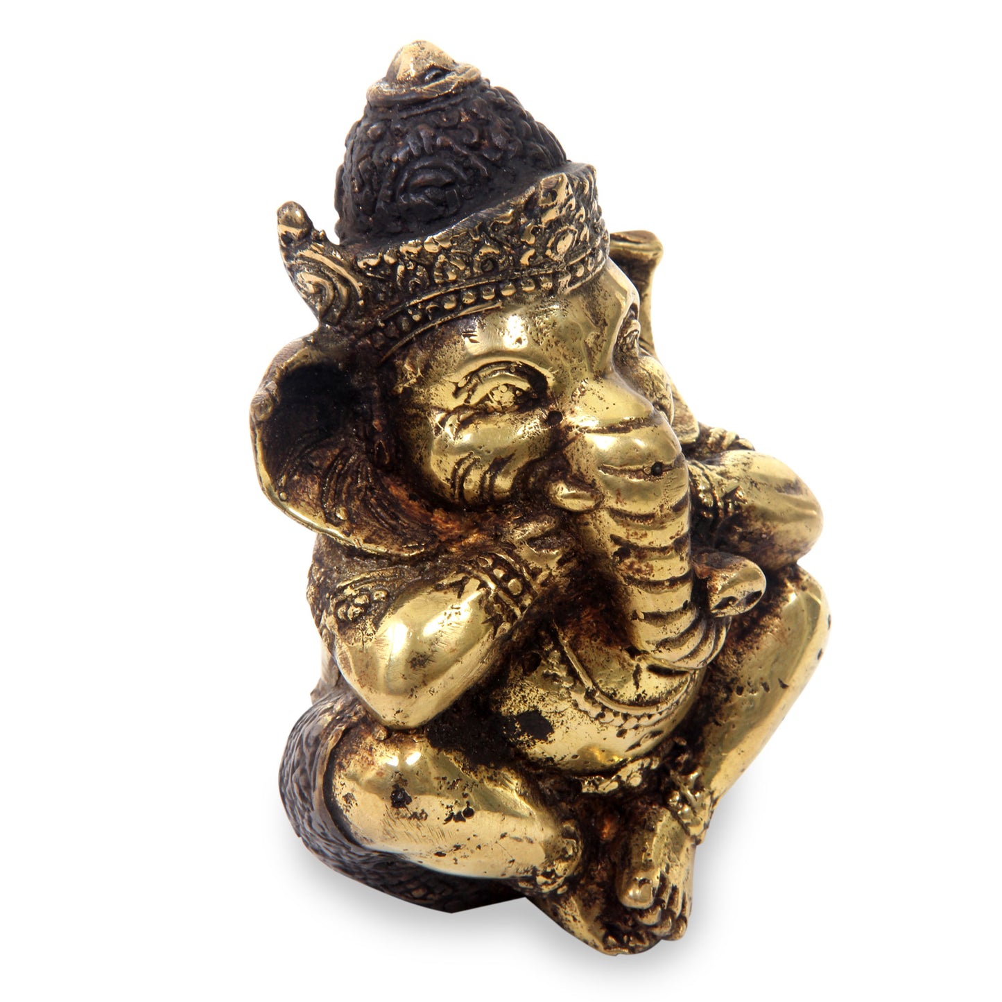 Ganesha Speaks No Evil Antiqued Bronze Statuette of Hinduism Lord Ganesha