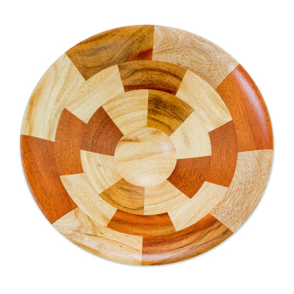 Stairway of Nature Mahogany and Palo Blanco Wood Fruit Bowl Crafted by Hand