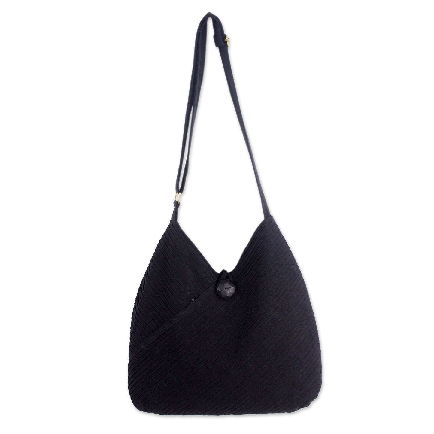 Surreal Black Handcrafted Cotton Hobo Bag