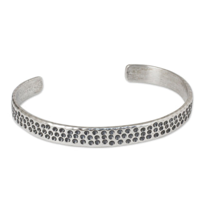 Nature's Way Slender Cuff Bracelet of Handcrafted Sterling Silver