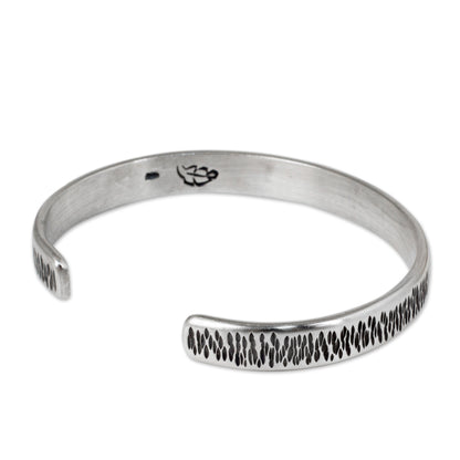 Whispering Rain Thailand Cuff Bracelet of Handcrafted Sterling Silver