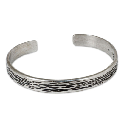 Gentle Winds Handcrafted Thai Textured Sterling Silver Cuff Bracelet