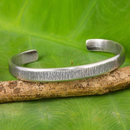 Gentle Sea Grass Free Trade Cuff Bracelet Sterling Silver from Thailand