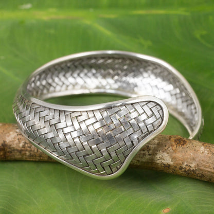 Swimming Fish Woven Sterling Silver Cuff