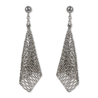 Sparkling Cornets Hand Crafted Sterling Silver Bead Chain Dangle Earrings