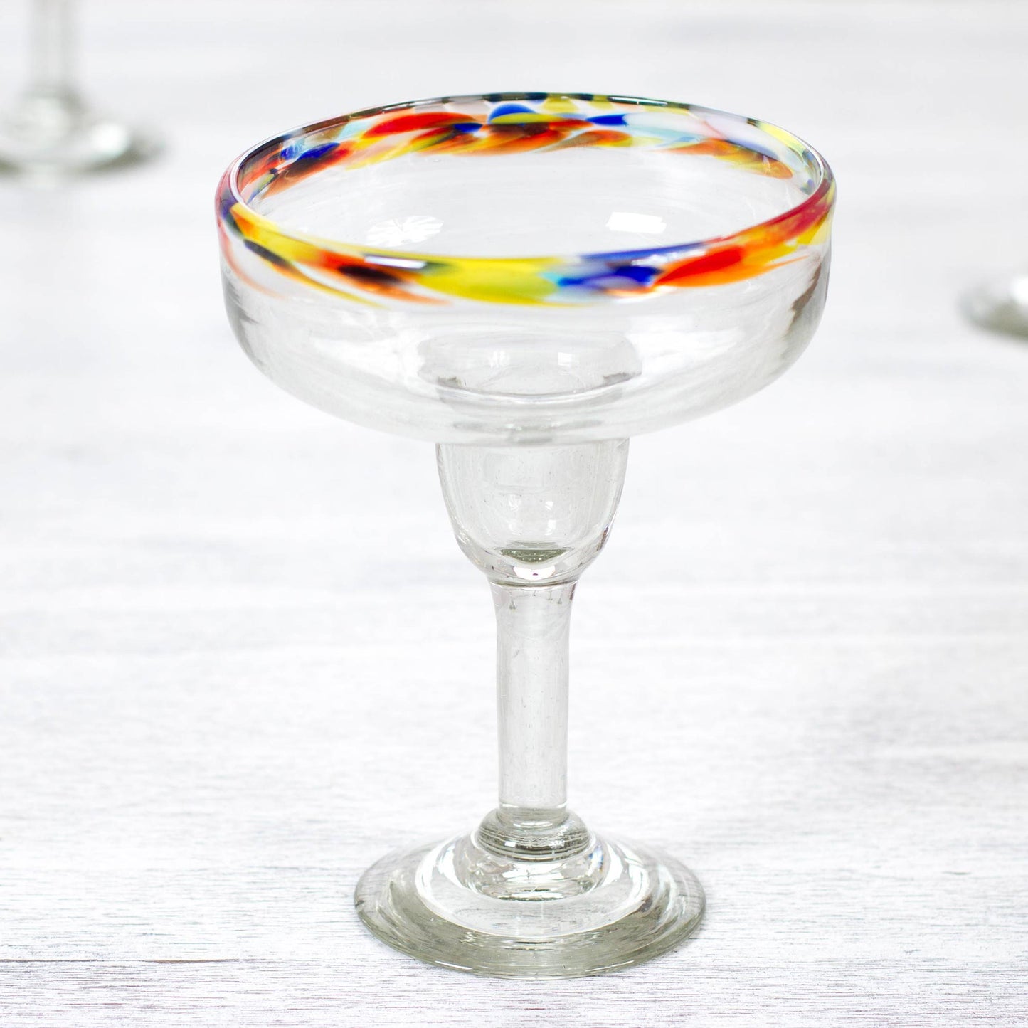 Confetti Path Set of 6 Artisan Crafted Blown Glass Margarita Glasses