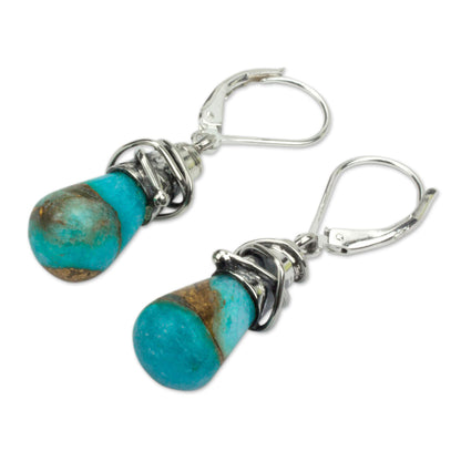 Golden Sea Currents Sterling Silver and Composite Amazonite Earrings from Mexico