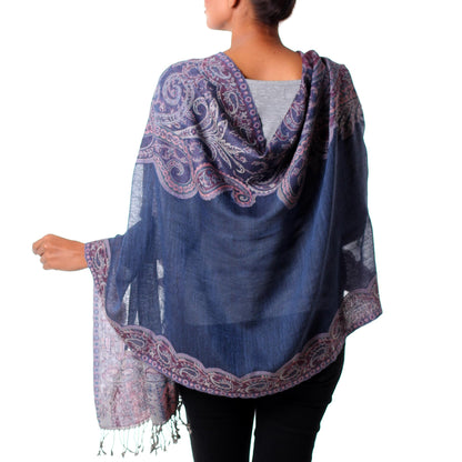 Orchid Paisley Jamawar Wool Purple Shawl