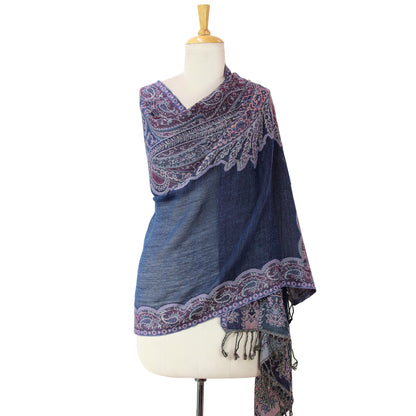 Orchid Paisley Jamawar Wool Purple Shawl