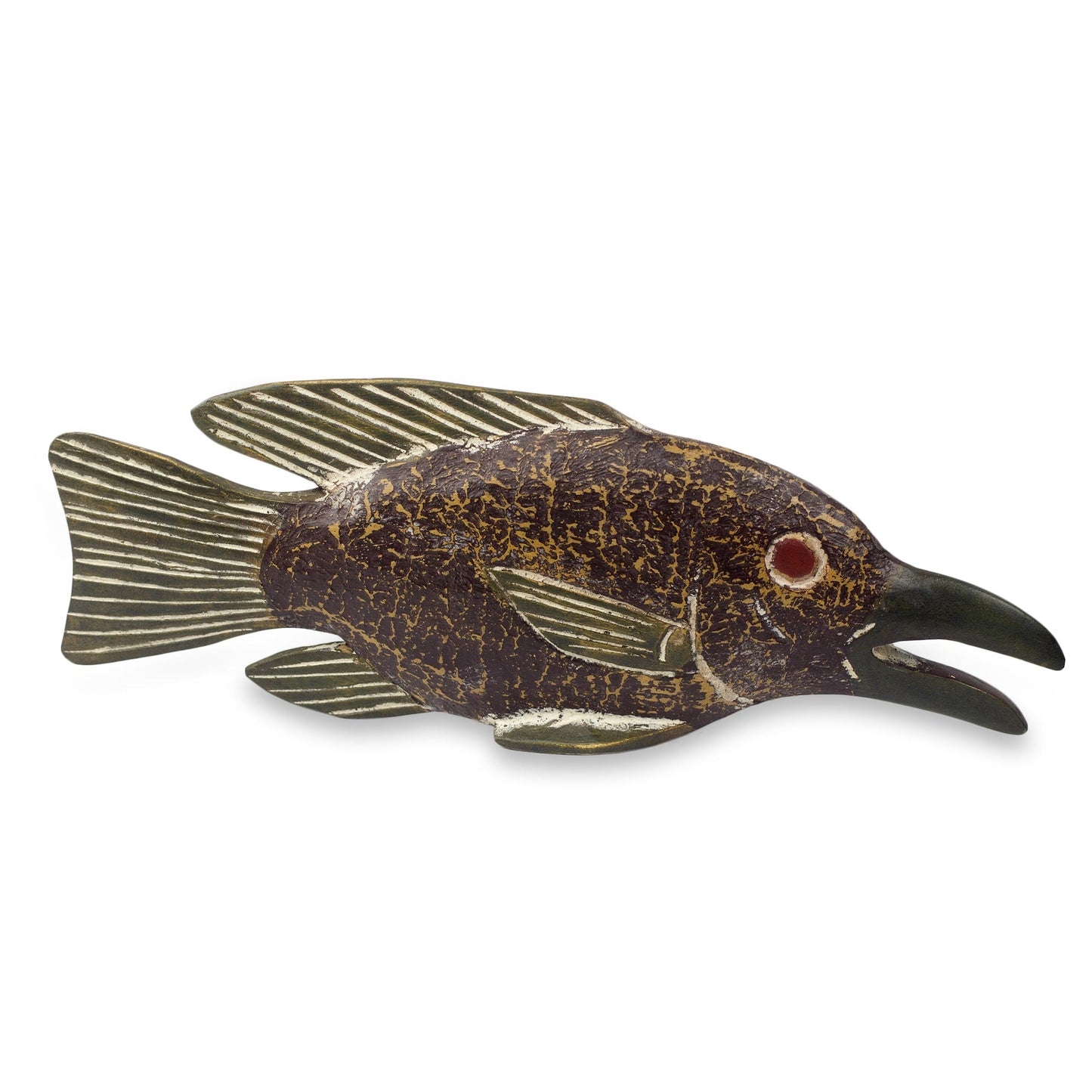 Snipefish Rustic Fish Sculpture Hand Carved of Wood in Ghana